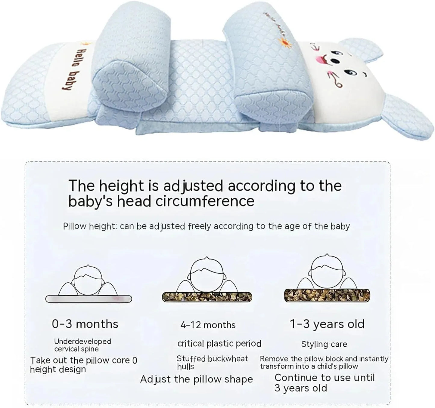 Soft Baby Head Shaping Pillow for 0-12 Months – Prevents Flat Head | Ultra Comfort Support